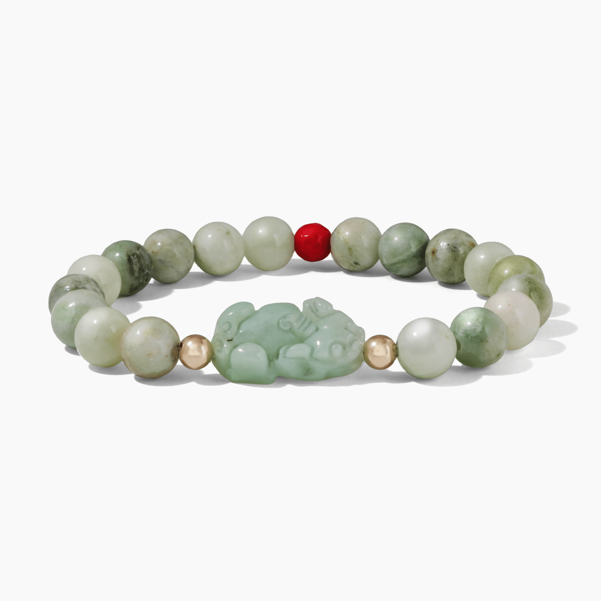 Natural Green Jade Pixiu Wealth Bracelet With REAL Gold - Eat.Read.Love.