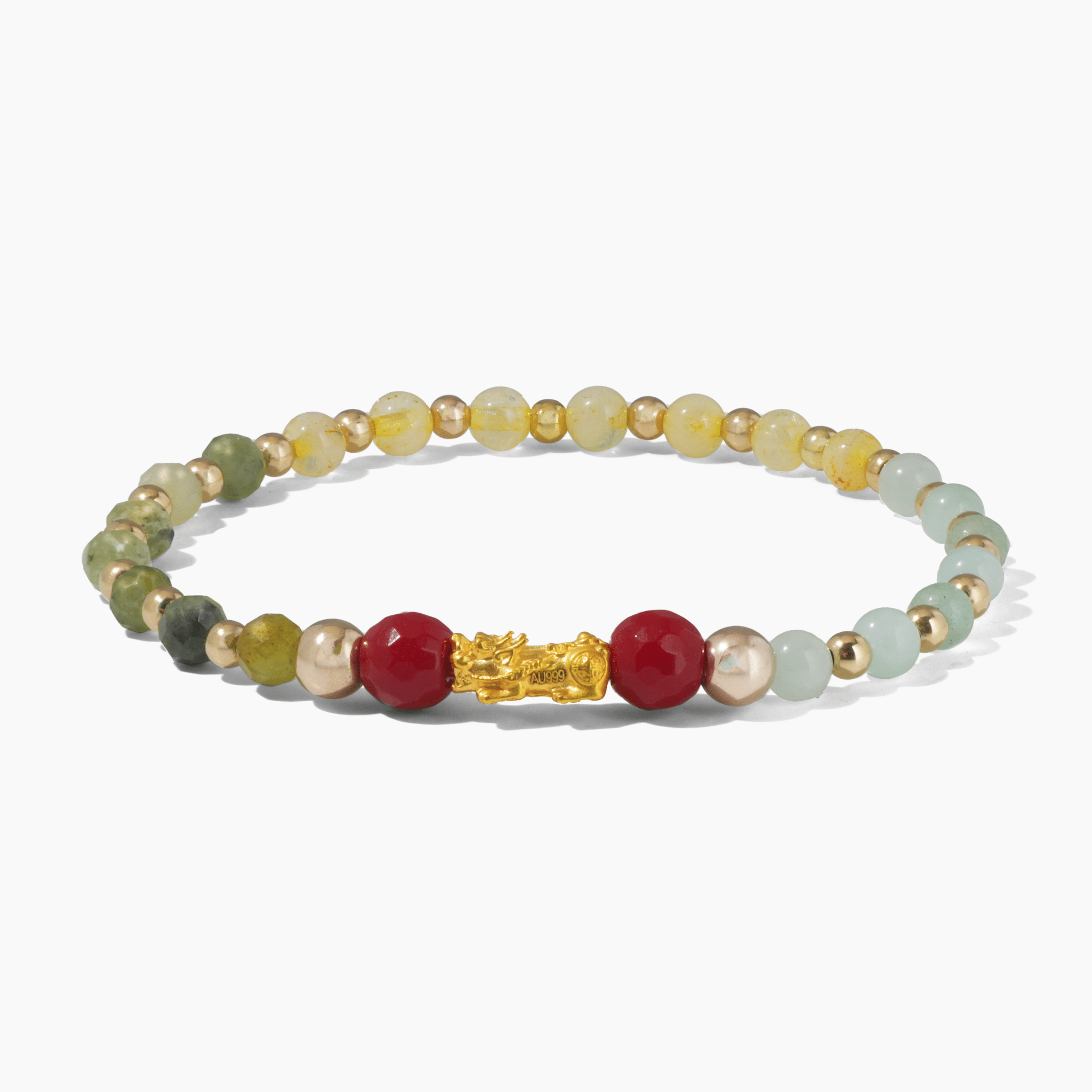 Natural Green Jade Pixiu Wealth Bracelet With REAL Gold - Eat.Read.Love.