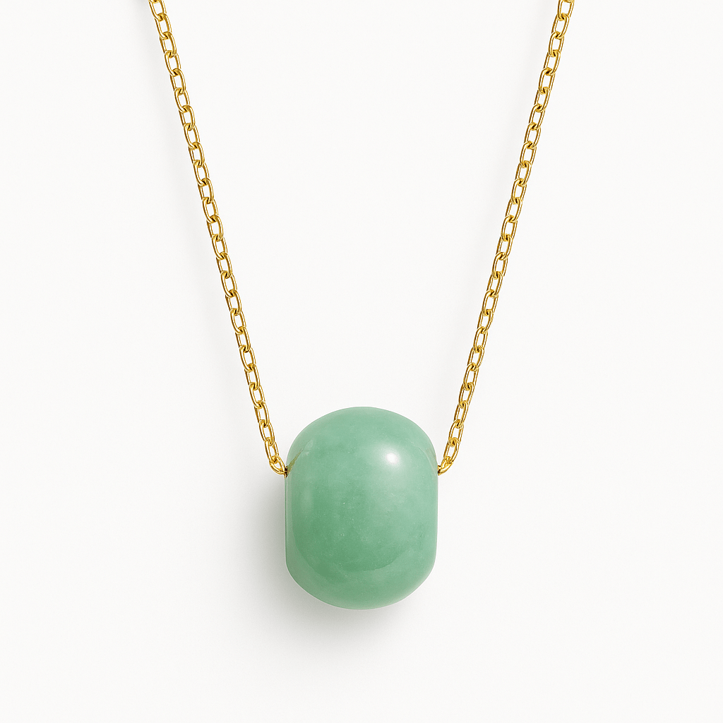 Natural Jade Rondelle Necklace 14k REAL Gold - Eat.Read.Love.