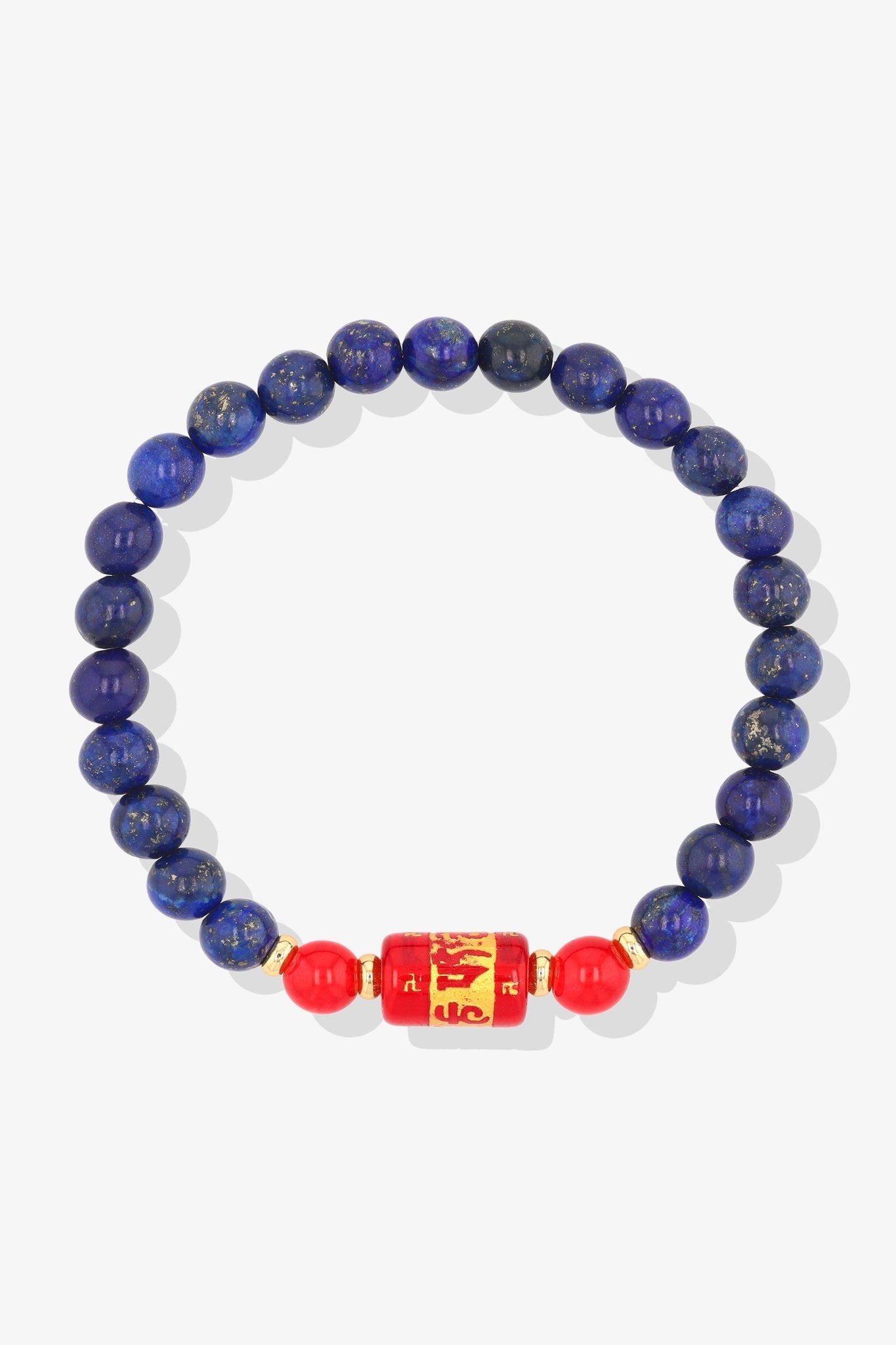 Natural Lapis Lazuli and Red Agate Mantra Prayer Feng Shui Bracelet - Eat.Read.Love.