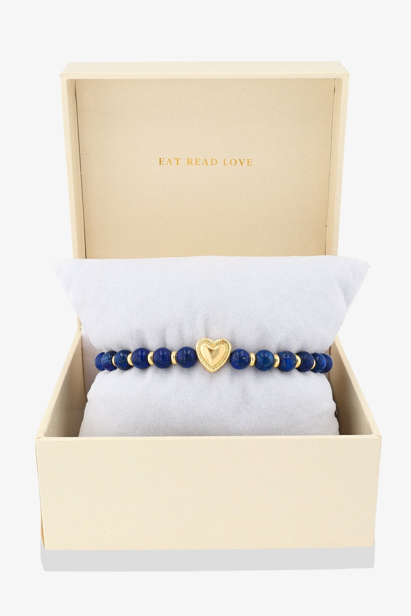 Natural Lapis Lazuli Heartbeat of Gold Bracelet - Eat.Read.Love.