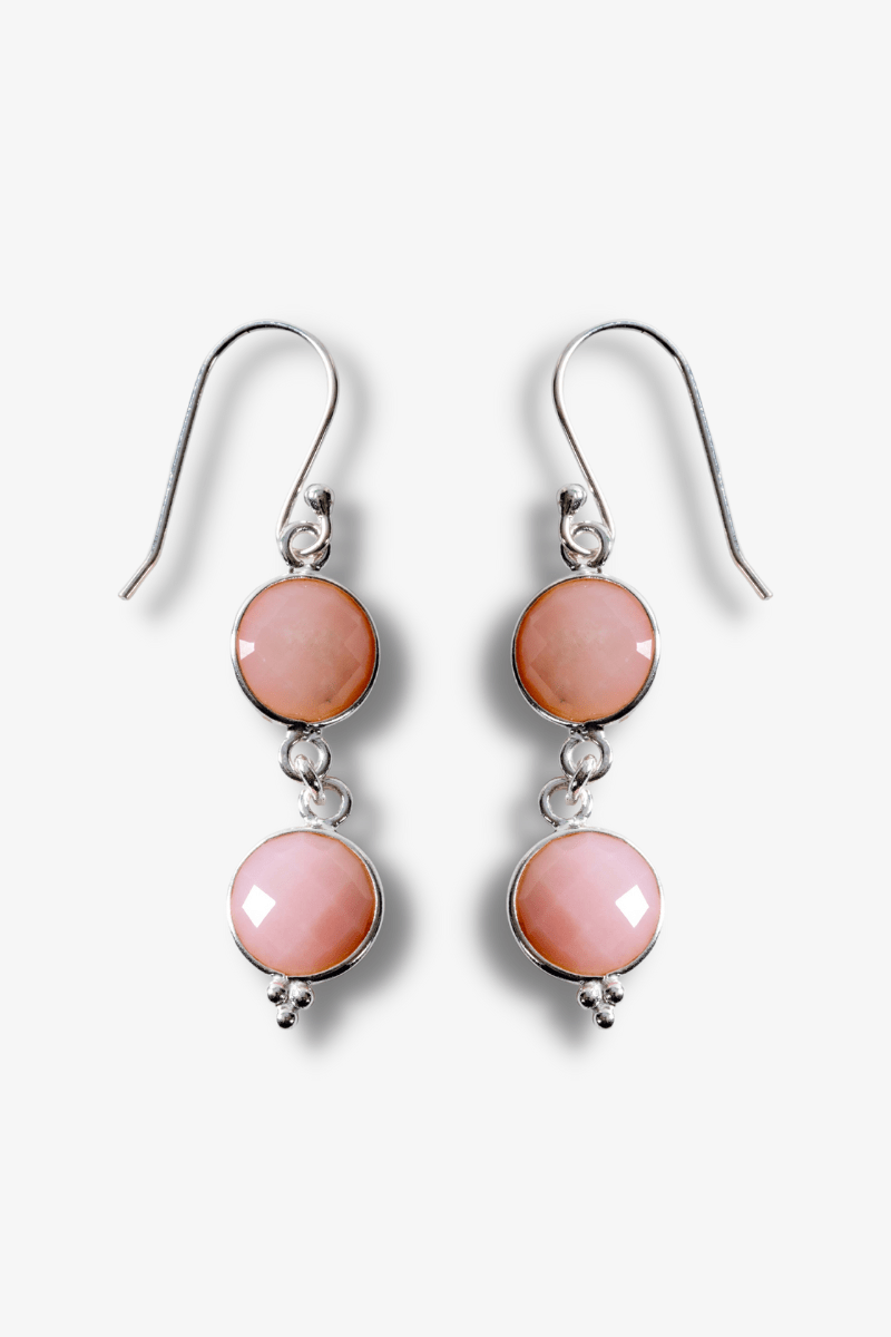 Pink Opal Faceted Sterling Silver Earrings - Eat.Read.Love.