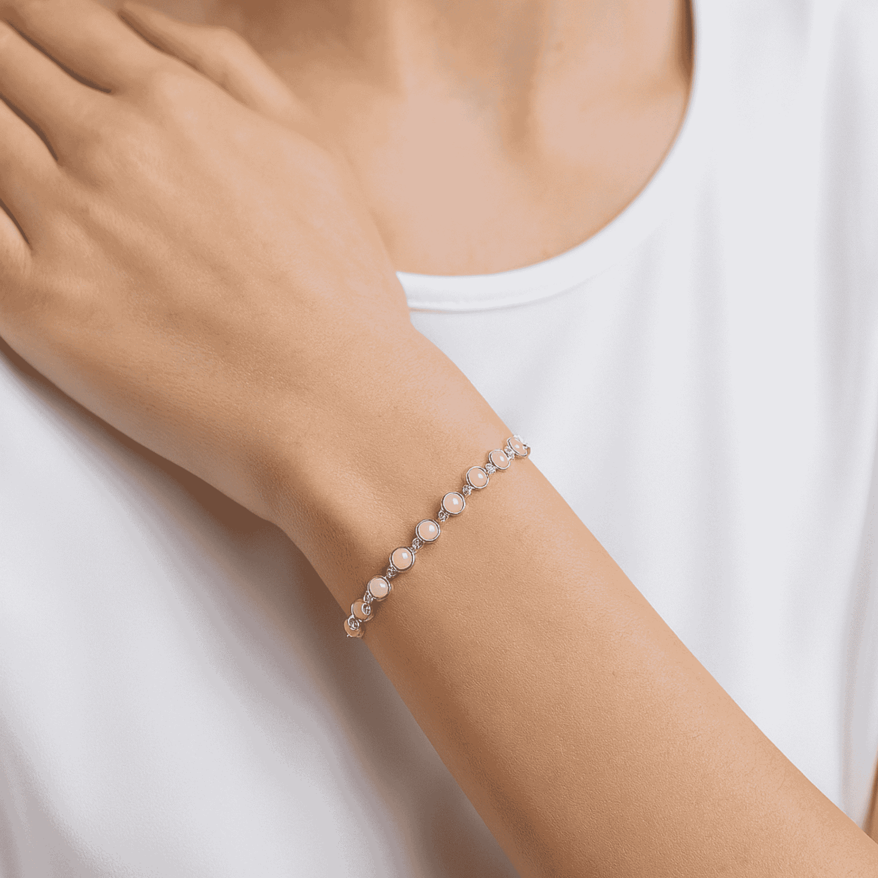 Pink Opal Sterling Silver Tennis Bracelet – Love & Romance - Eat.Read.Love.