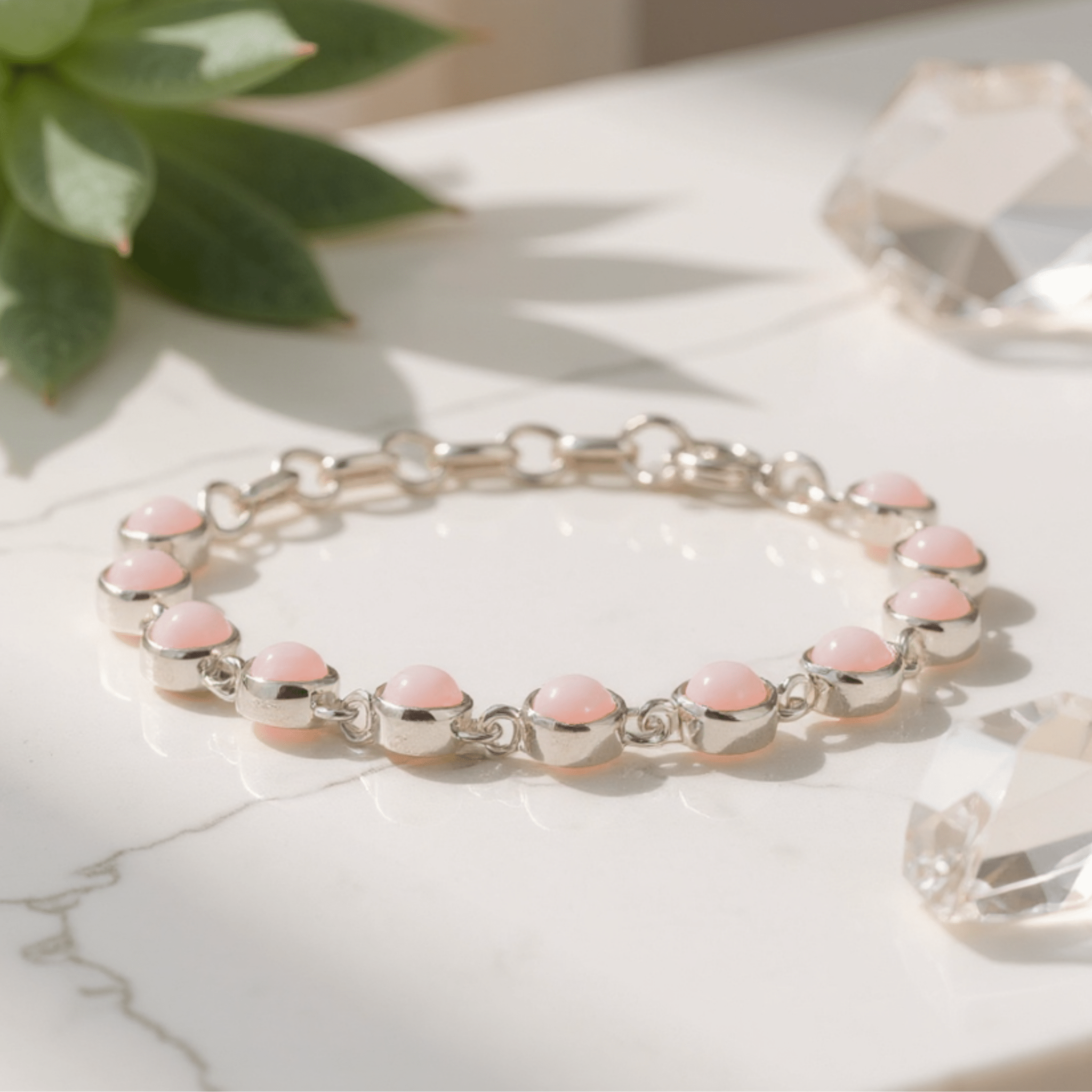 Pink Opal Sterling Silver Tennis Bracelet – Love & Romance - Eat.Read.Love.