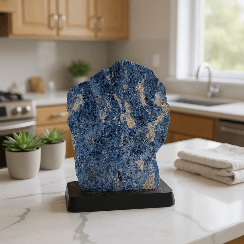 Polished Sodalite Crystal on Stand - Eat.Read.Love.