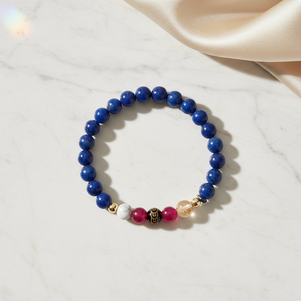 Mega Wealth Lucky 7 Gemstone Bracelet With REAL Gold