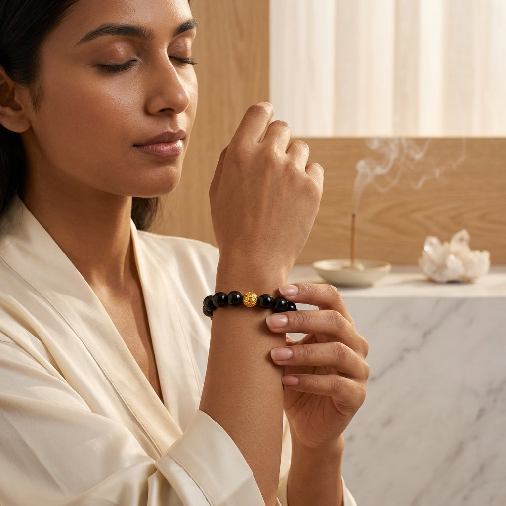 Black Obsidian Money Ball Protection Bracelet