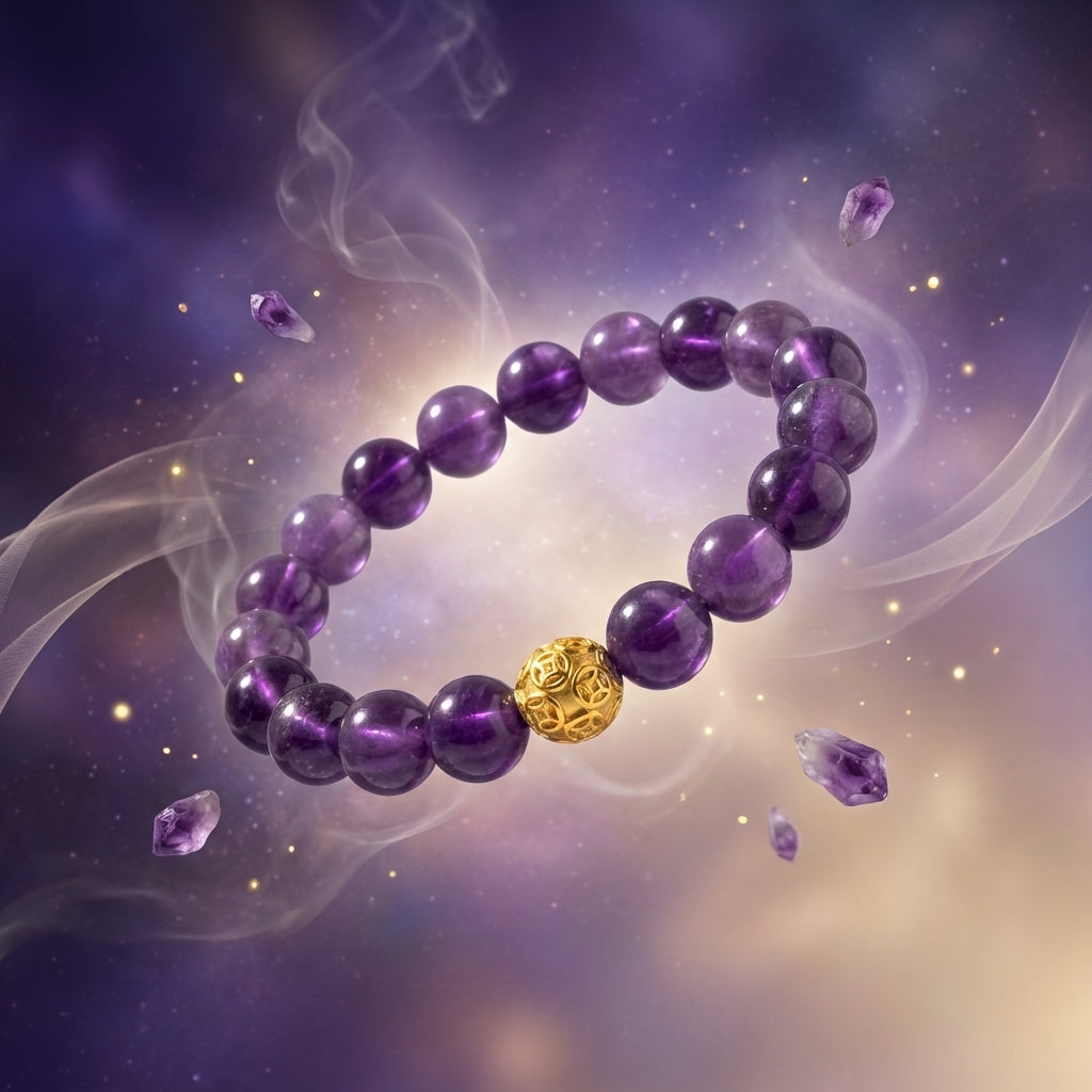 Amethyst Money Ball Grounding Bracelet