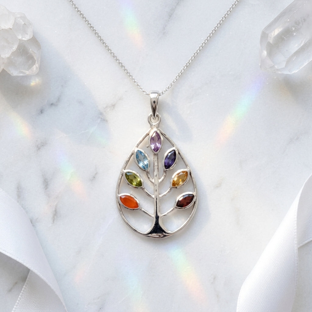 Tree Of Life Sterling Silver Gemstone Necklace