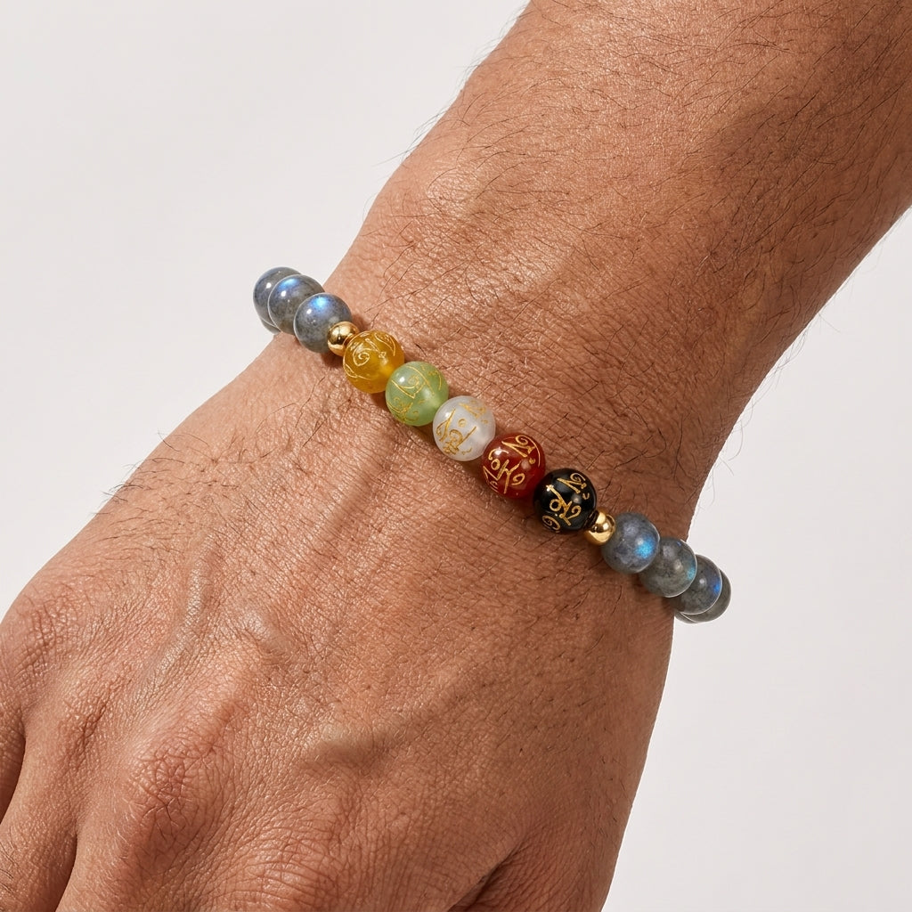 Aquarius Expansion Bracelet Labradorite with Real Gold