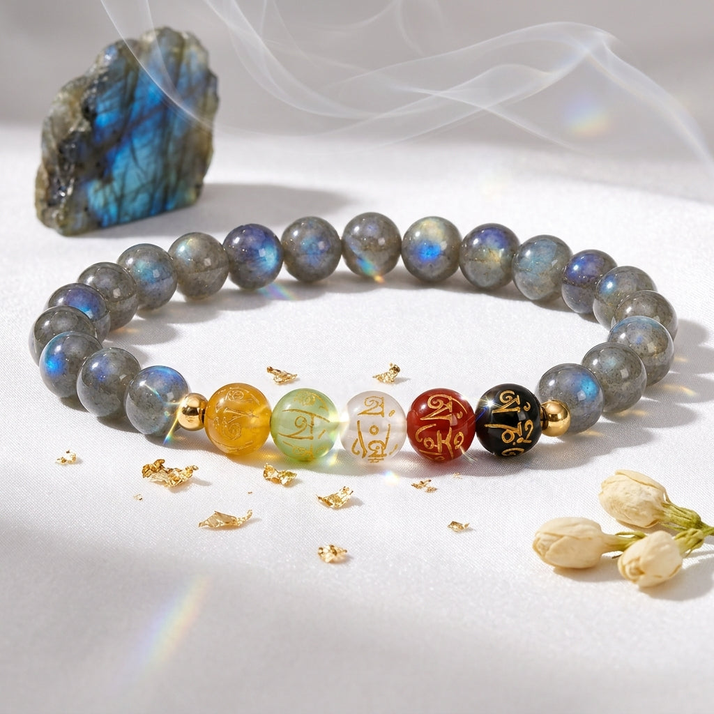 Aquarius Expansion Bracelet Labradorite with Real Gold