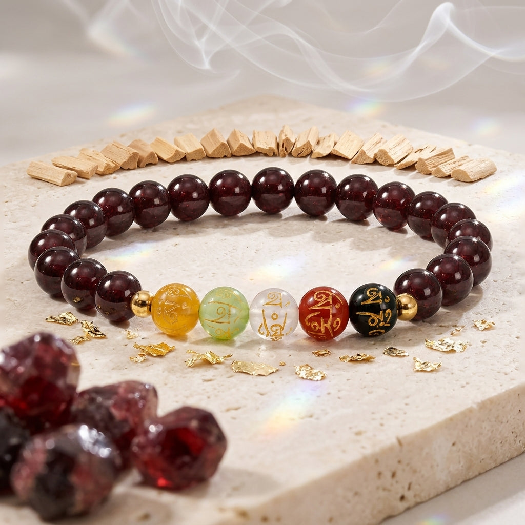 Pisces Expansion Bracelet Garnet with Real Gold