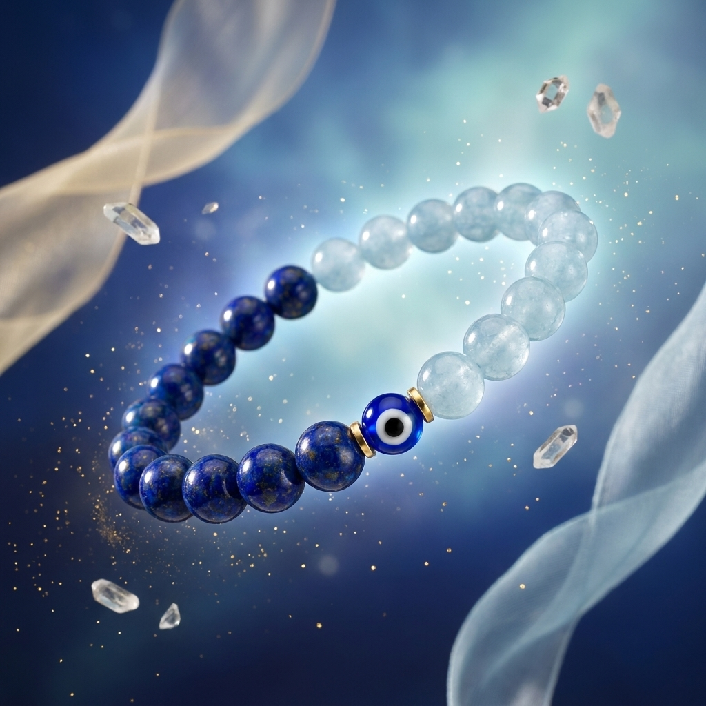 Lunar Truth and Clarity Lapis Lazuli and Aquamarine Bracelet