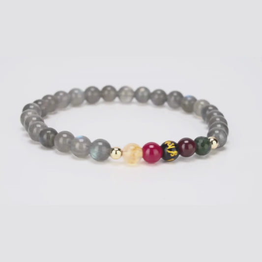 Labradorite Mega Psychic Lucky 7 Gemstone Bracelet With REAL Gold