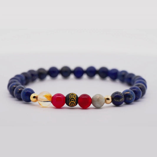 Mega Wealth Lucky 7 Gemstone Bracelet With REAL Gold