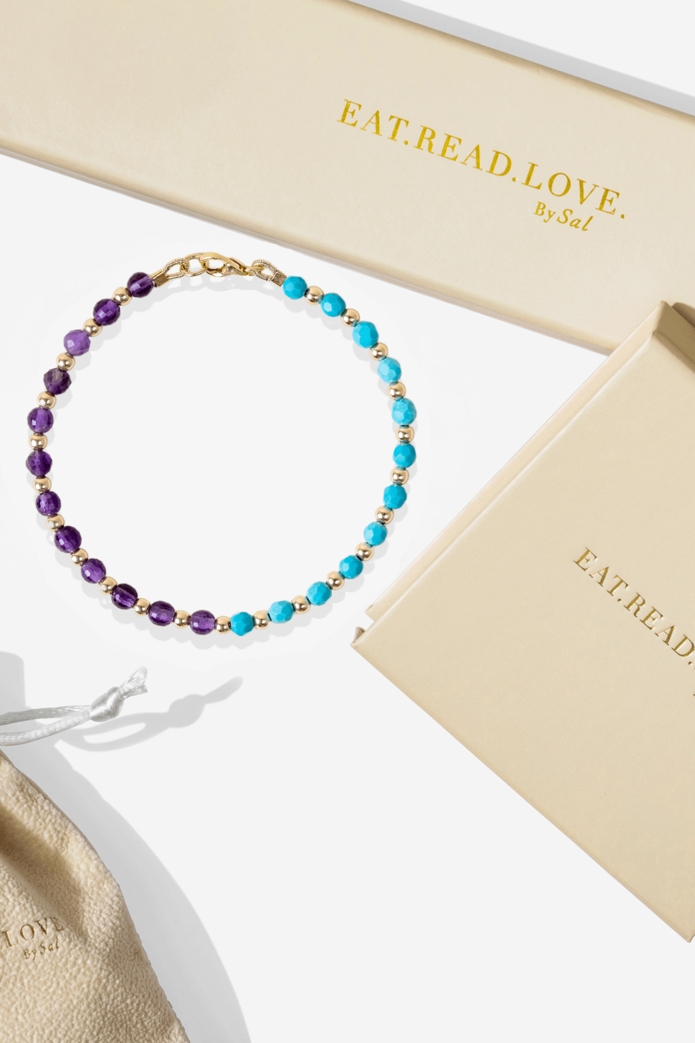 Purity and Healing - Amethyst and Turquoise Intention Bracelet - Eat.Read.Love.
