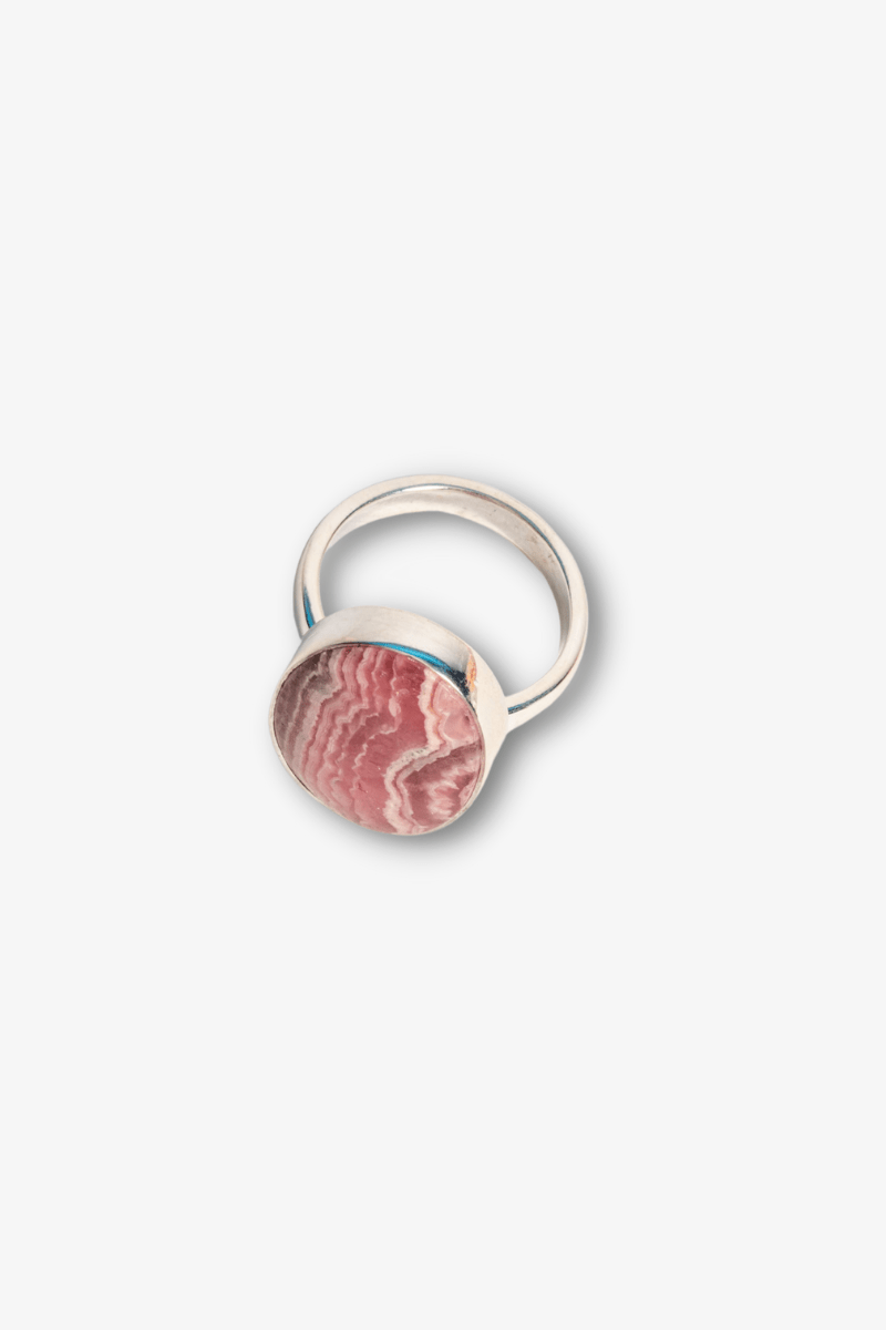 Rhodochrosite Sterling Silver Crystal Adjustable Ring - Eat.Read.Love.