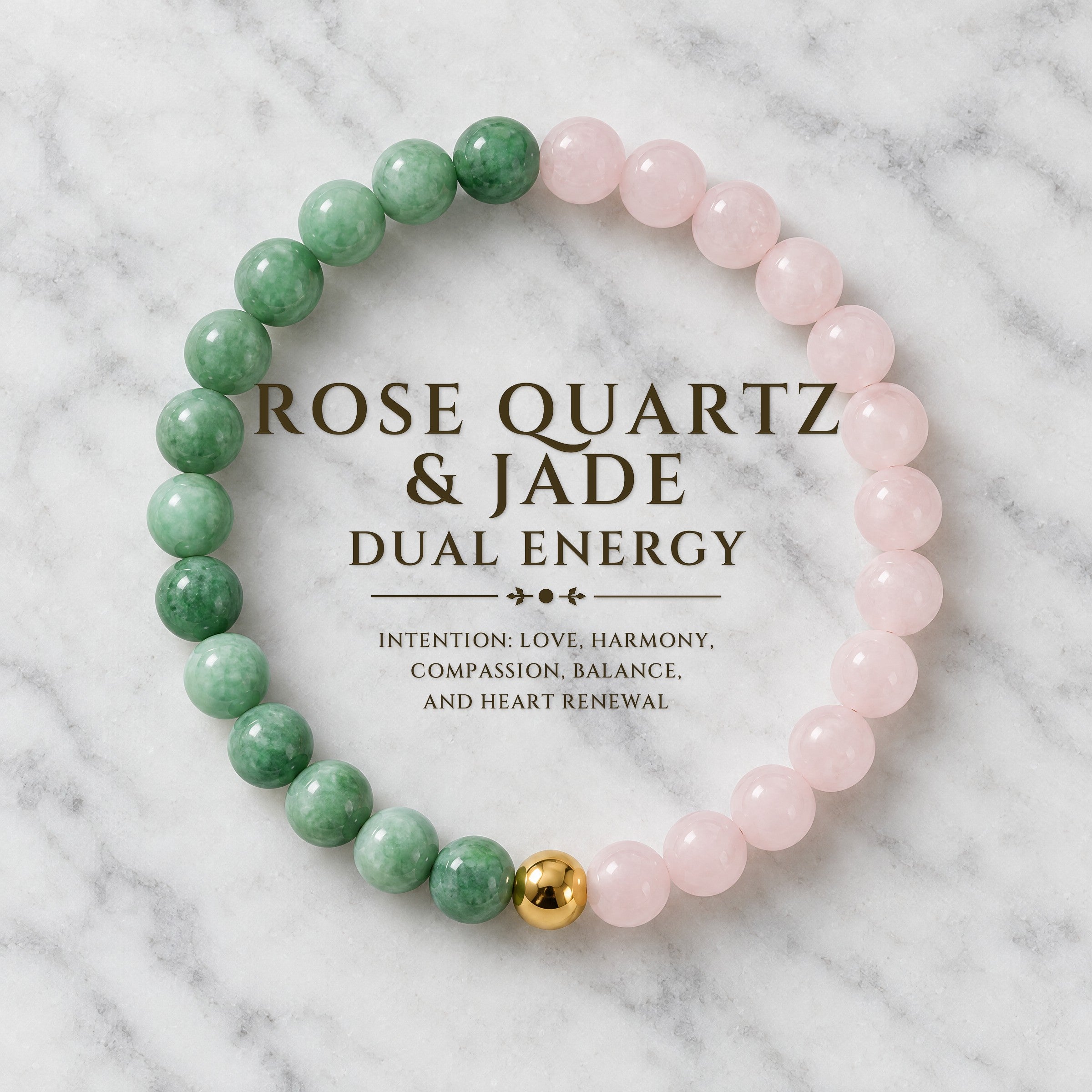 Rose Quartz & Jade Dual Energy Romance Crystal Bracelet