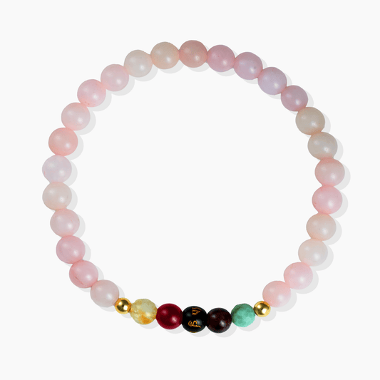 Rose Quartz Mega Love Lucky 7 Gemstone Bracelet With REAL Gold - Eat.Read.Love.