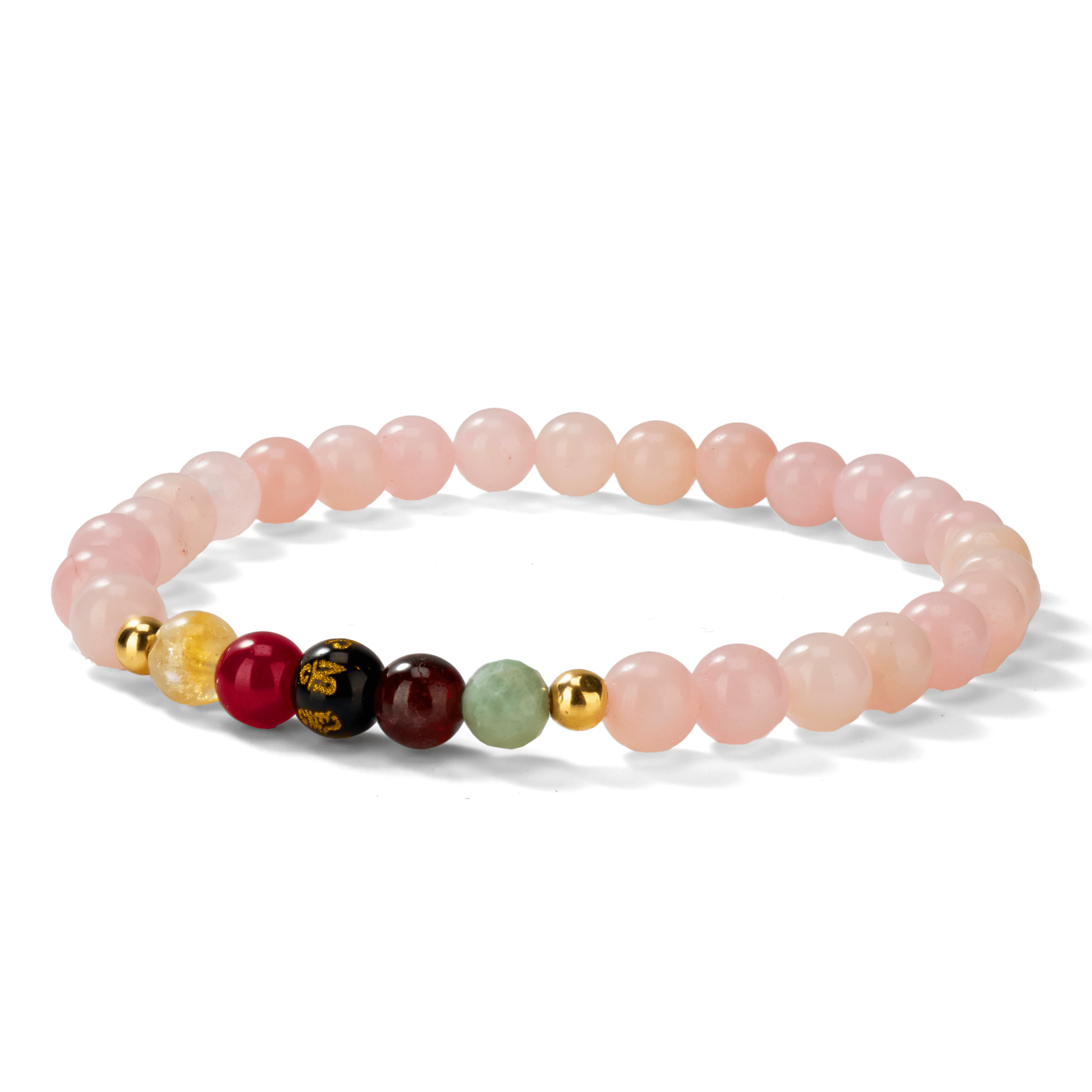 Rose Quartz Mega Love Lucky 7 Gemstone Bracelet With REAL Gold - Eat.Read.Love.
