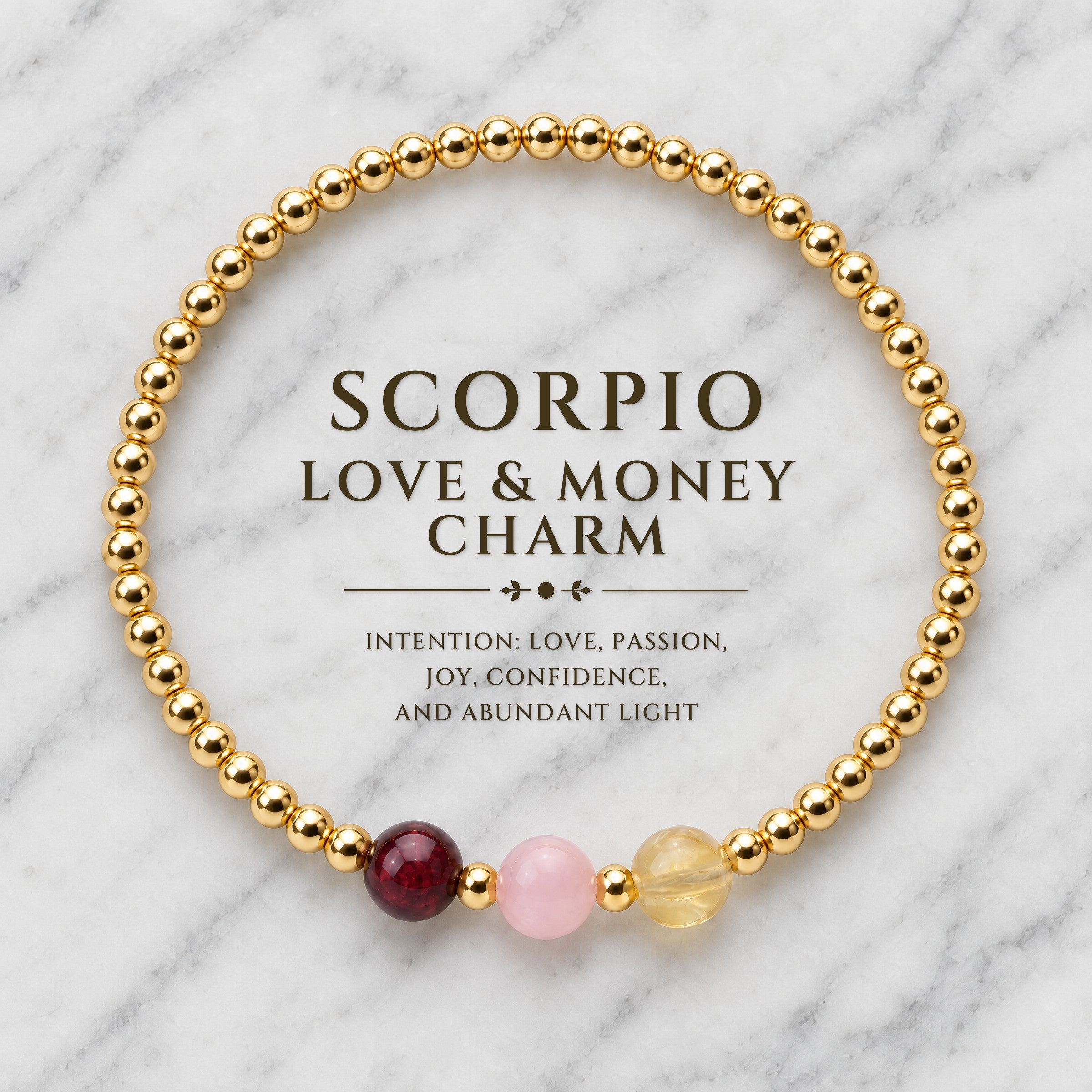 Scorpio Love and Money Golden Bracelet with REAL Gold