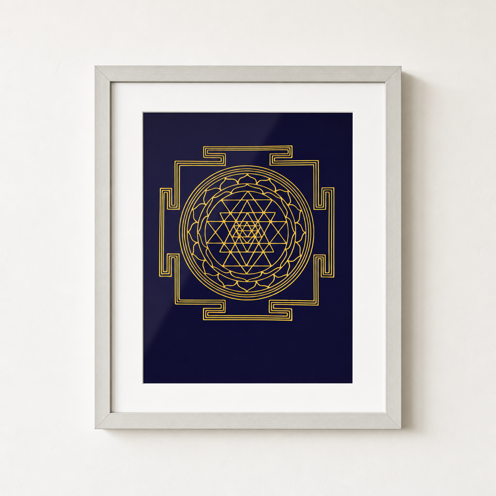 Shri Yantra framed gold sacred geometry print - Eat.Read.Love.