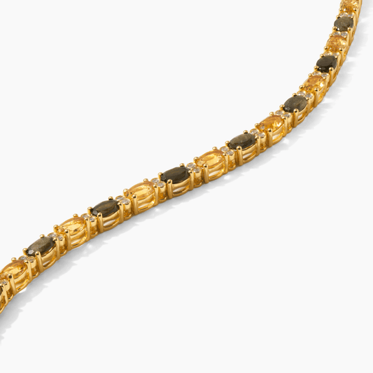 Smoky Quartz and Citrine Gold Filled Tennis Bracelet - Abundance and Grounding - Eat.Read.Love.
