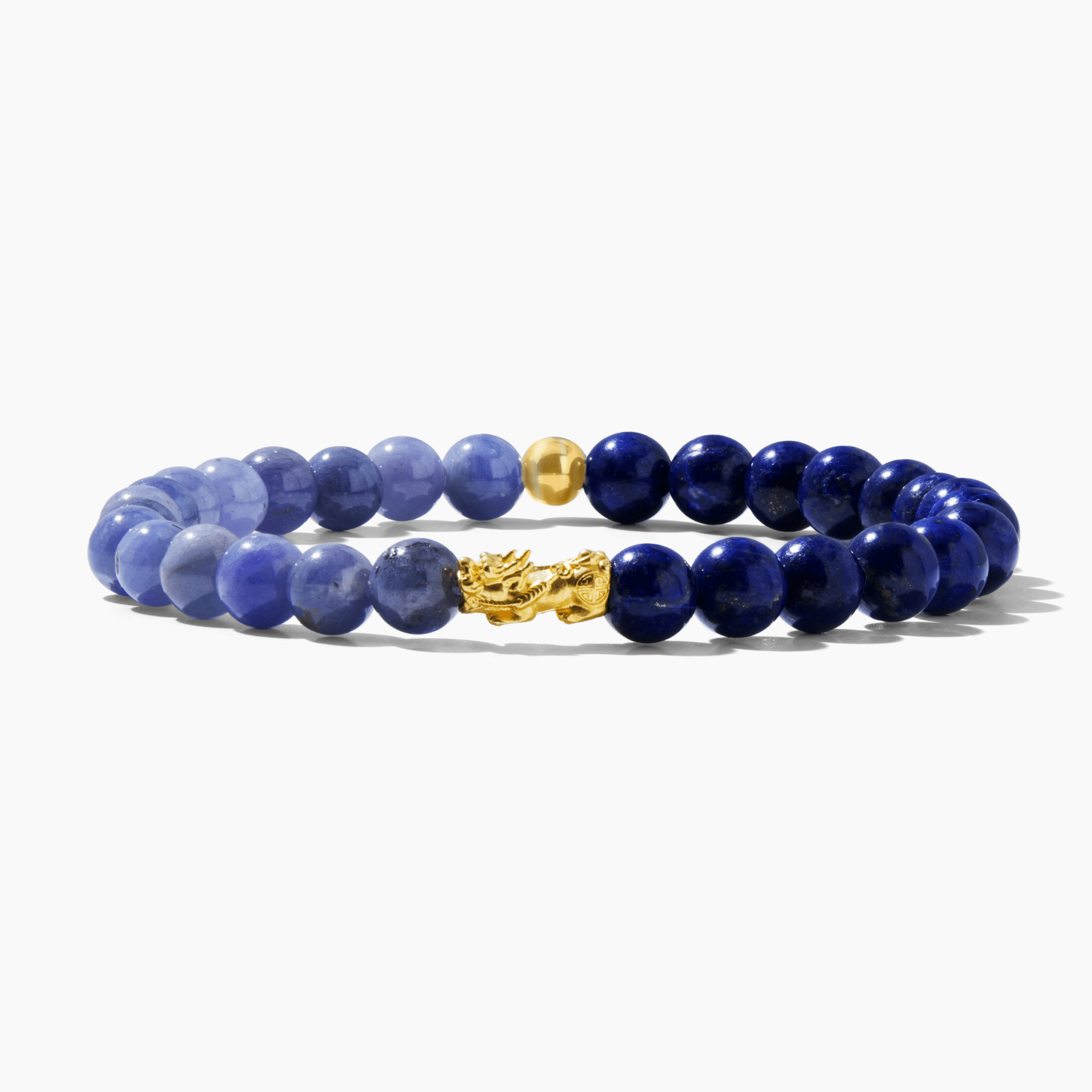 Tanzanite and Lapis Lazuli Eclipse 18k Pixiu Bracelet - Luck - Eat.Read.Love.