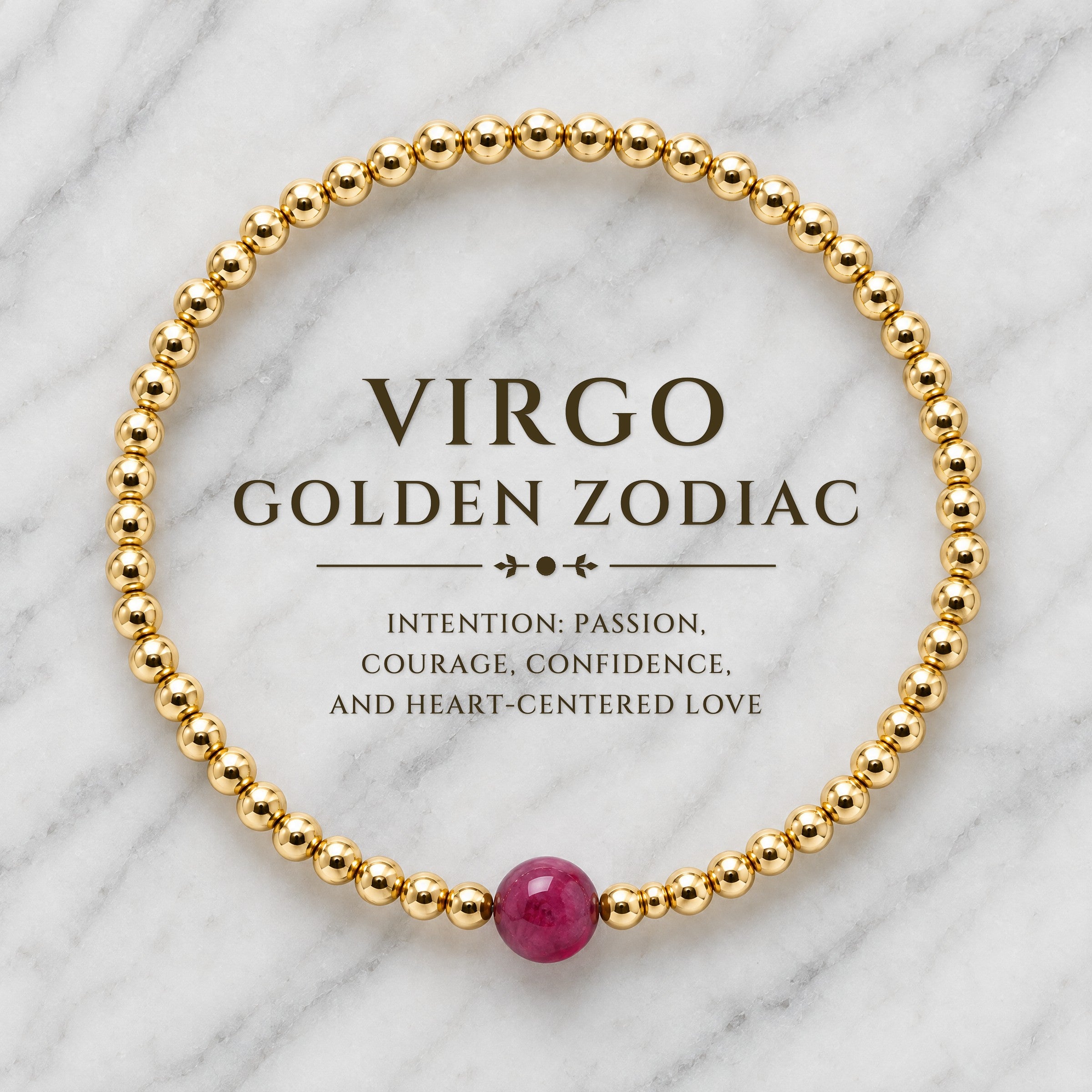 Virgo Golden Zodiac Ruby 2026 Bracelet REAL Gold
