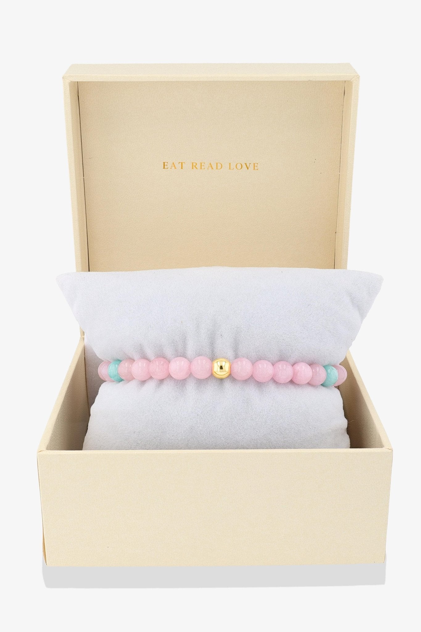 Virgo Rose Quartz and Amazonite Crystal Bracelet with REAL Gold - Eat.Read.Love.
