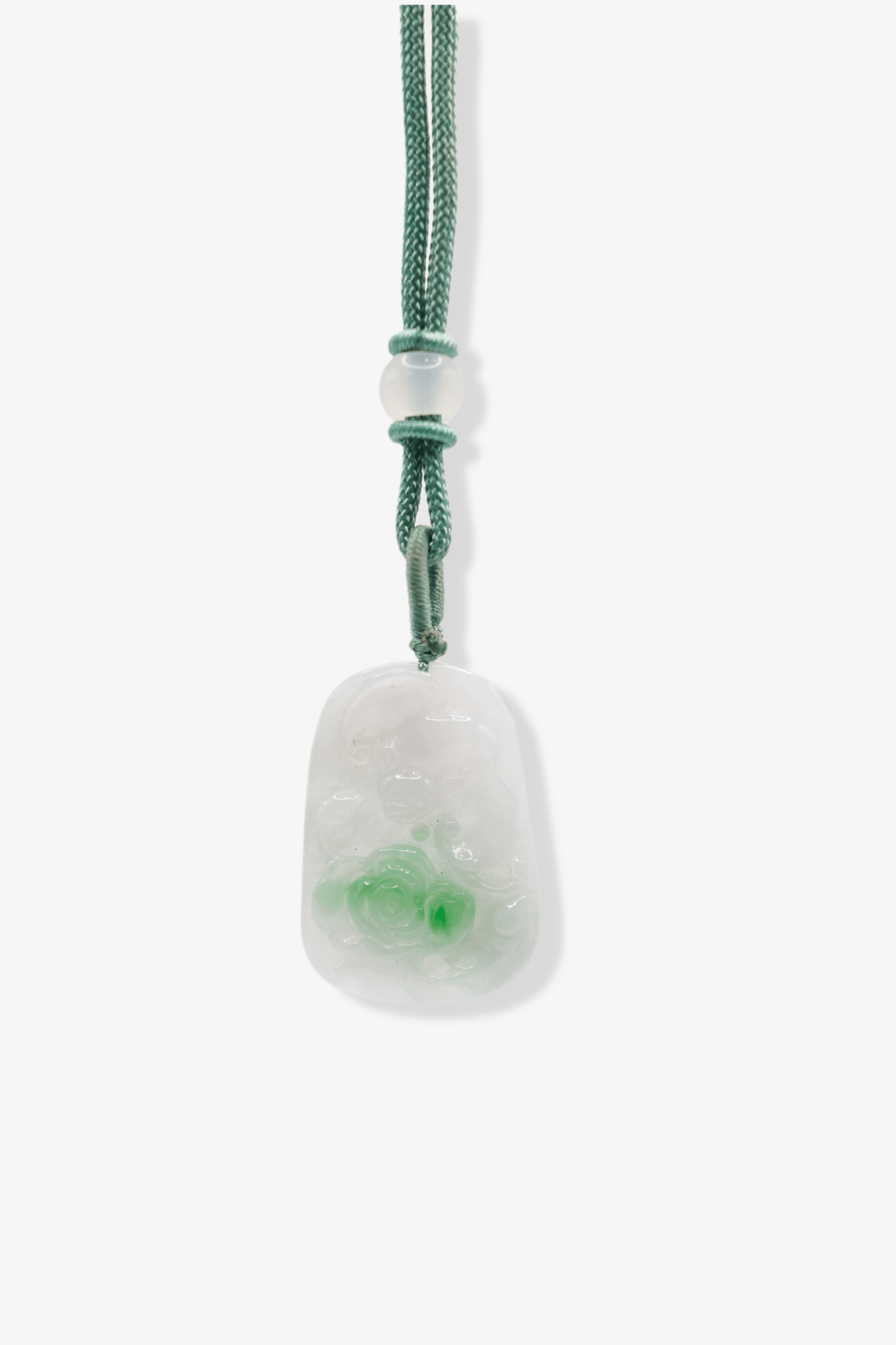 White Jade Jadeite Flower Pendant Yang Green Moss - Eat.Read.Love.