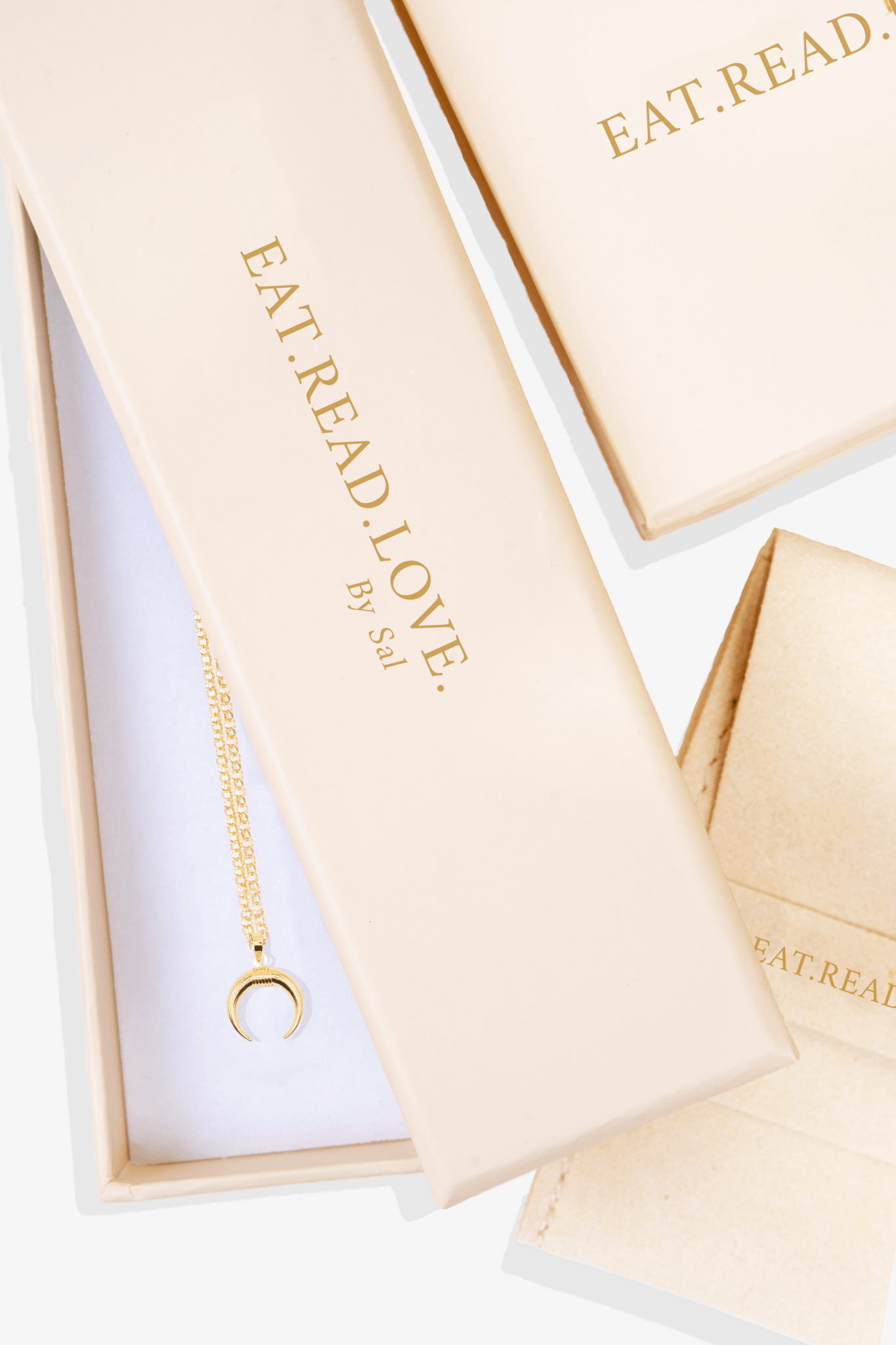 Crescent Horn Wisdom Pendant 14k REAL Gold - Eat.Read.Love.