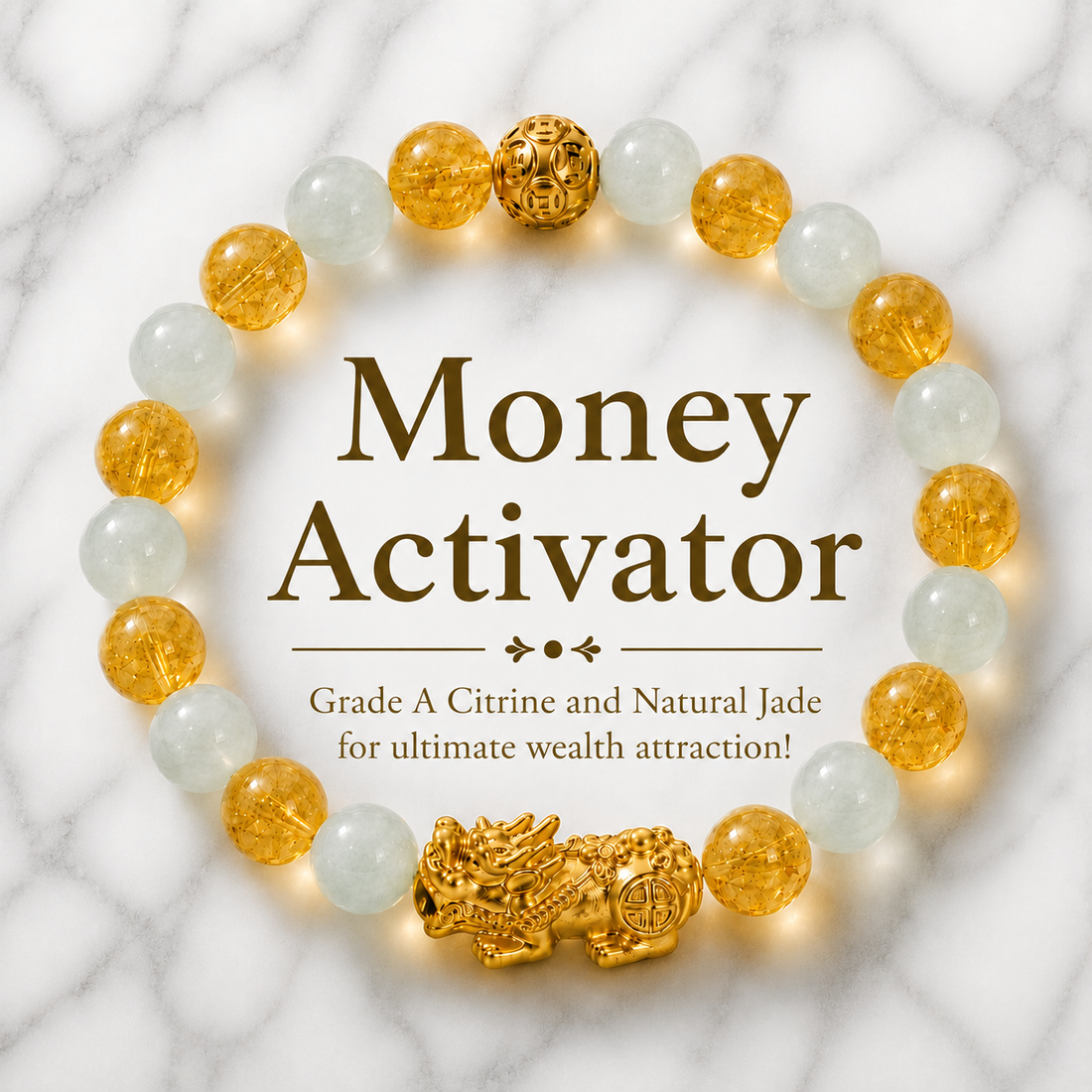 Wealth Era Jupiter Citrine and Jade Bracelet for Jupiter Transit prosperity