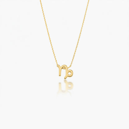 Capricorn Zodiac Glyph Necklace - 24k Gold Plated