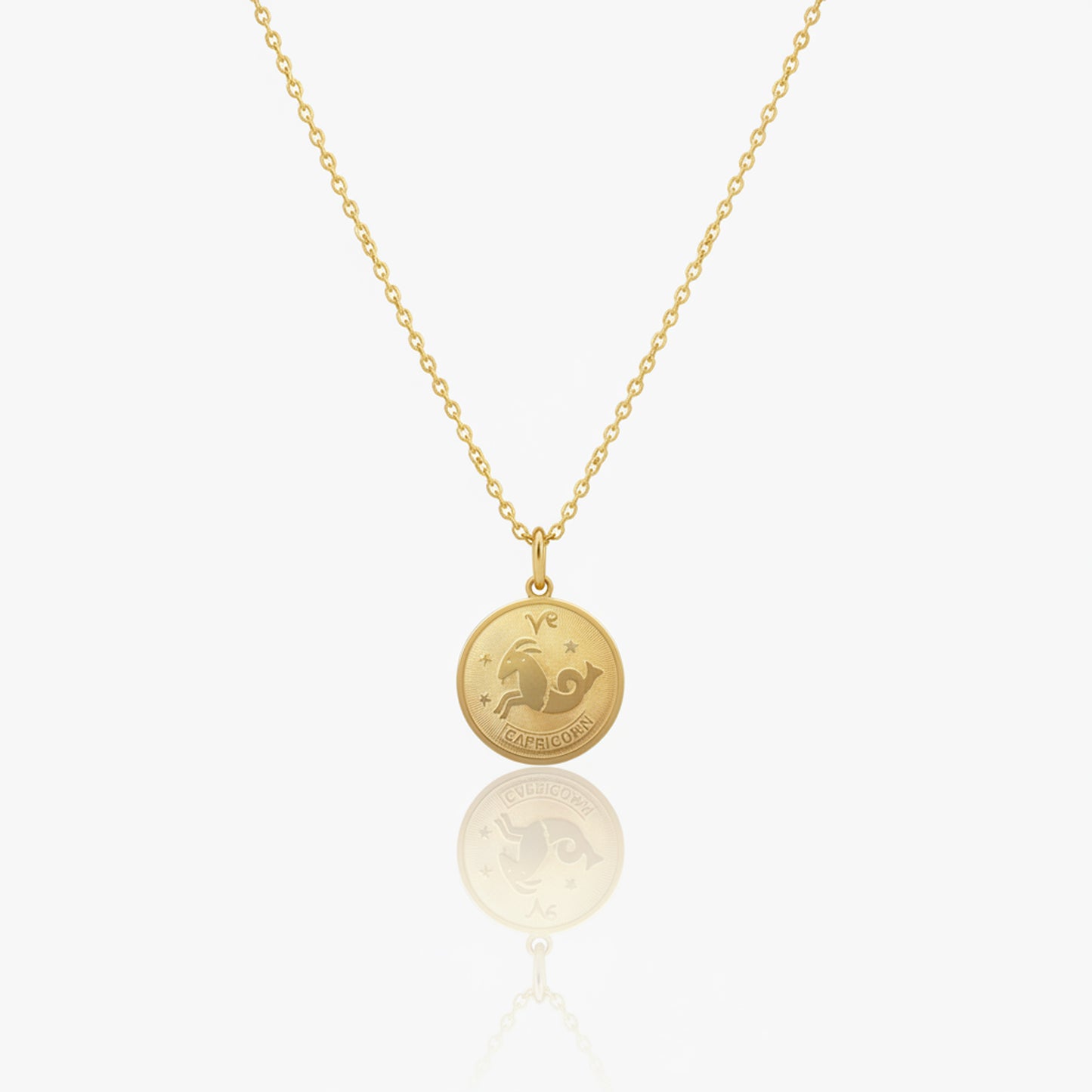 Capricorn Zodiac Sign Gold Medallion Necklace