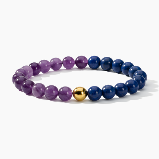 Amethyst & Lapis Lazuli Dual Energy Abundance Crystal Bracelet