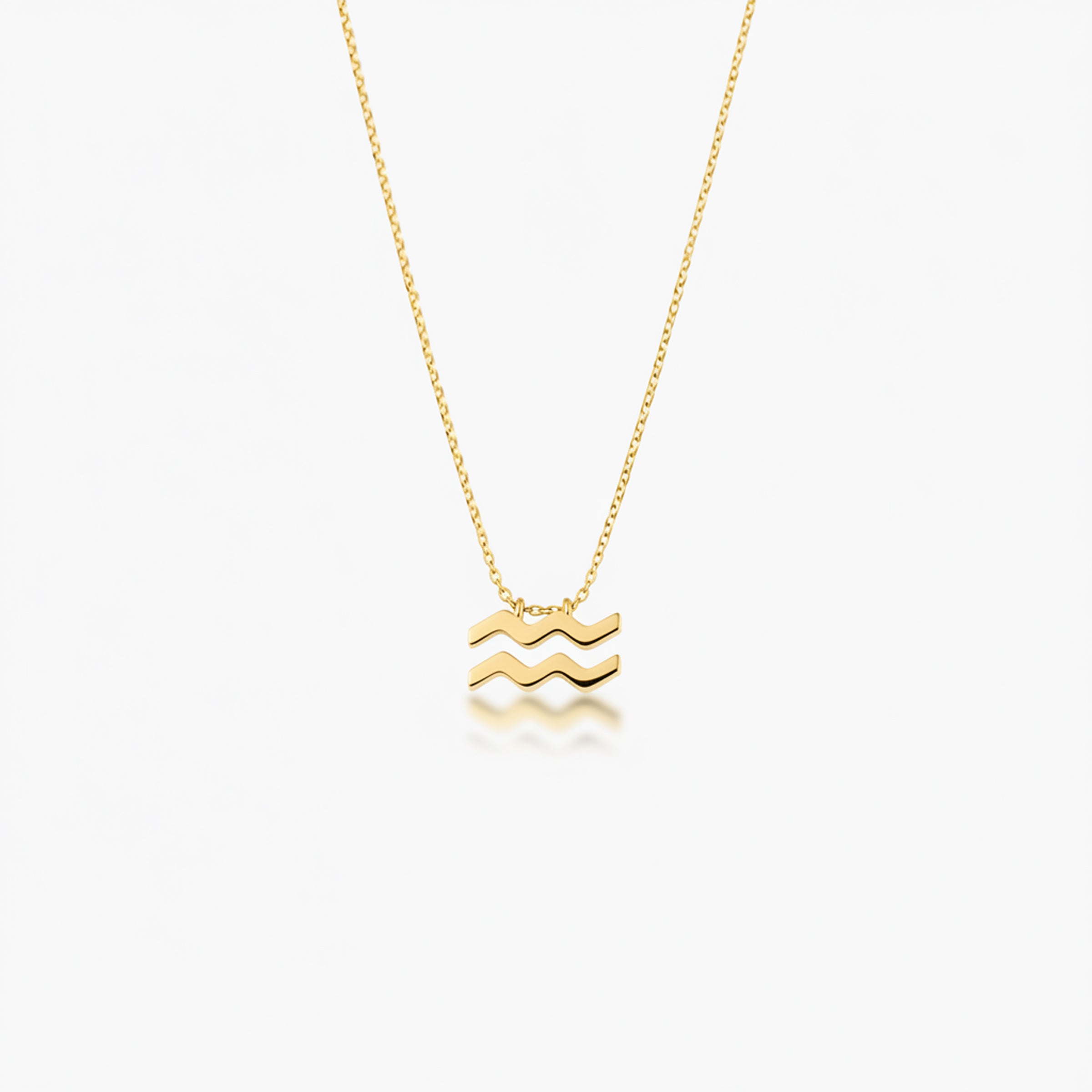 Aquarius Zodiac Glyph Necklace - 24k Gold Plated