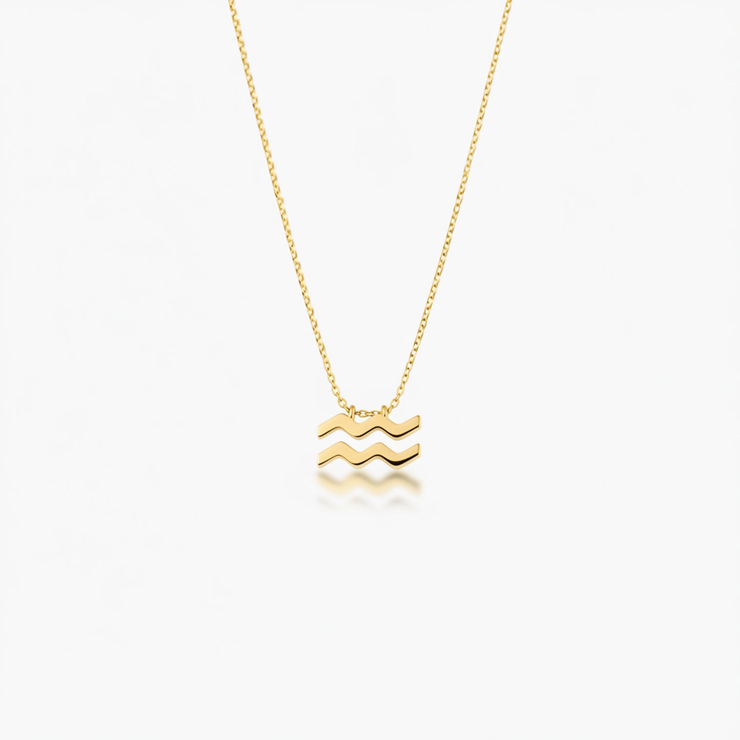 Aquarius Zodiac Glyph Necklace - 24k Gold Plated
