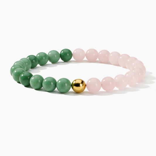 Rose Quartz & Jade Dual Energy Romance Crystal Bracelet