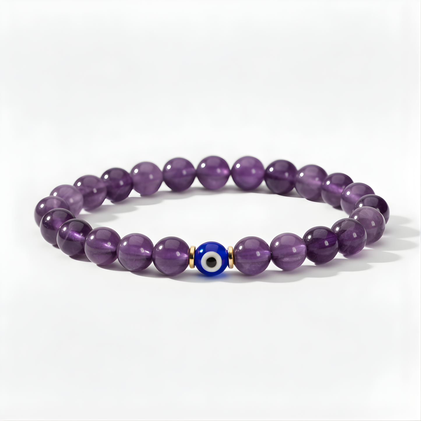 Aquarius Evil Eye Amethyst Crystal Protection Bracelet