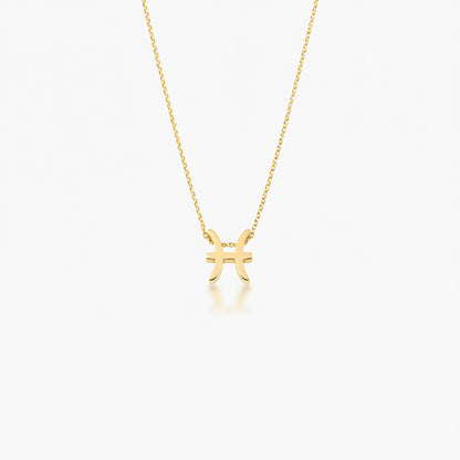 Pisces Zodiac Glyph Necklace - 24k Gold Plated