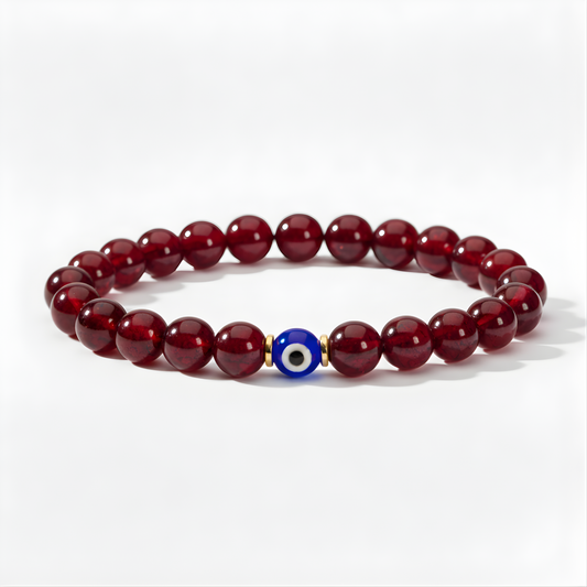 Capricorn Evil Eye Garnet Crystal Protection Bracelet