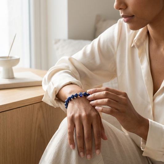 Sagittarius Evil Eye Lapis Lazuli Crystal Protection Bracelet