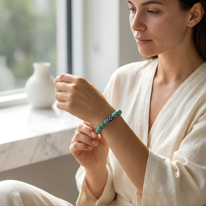 Virgo Evil Eye Amazonite Crystal Protection Bracelet