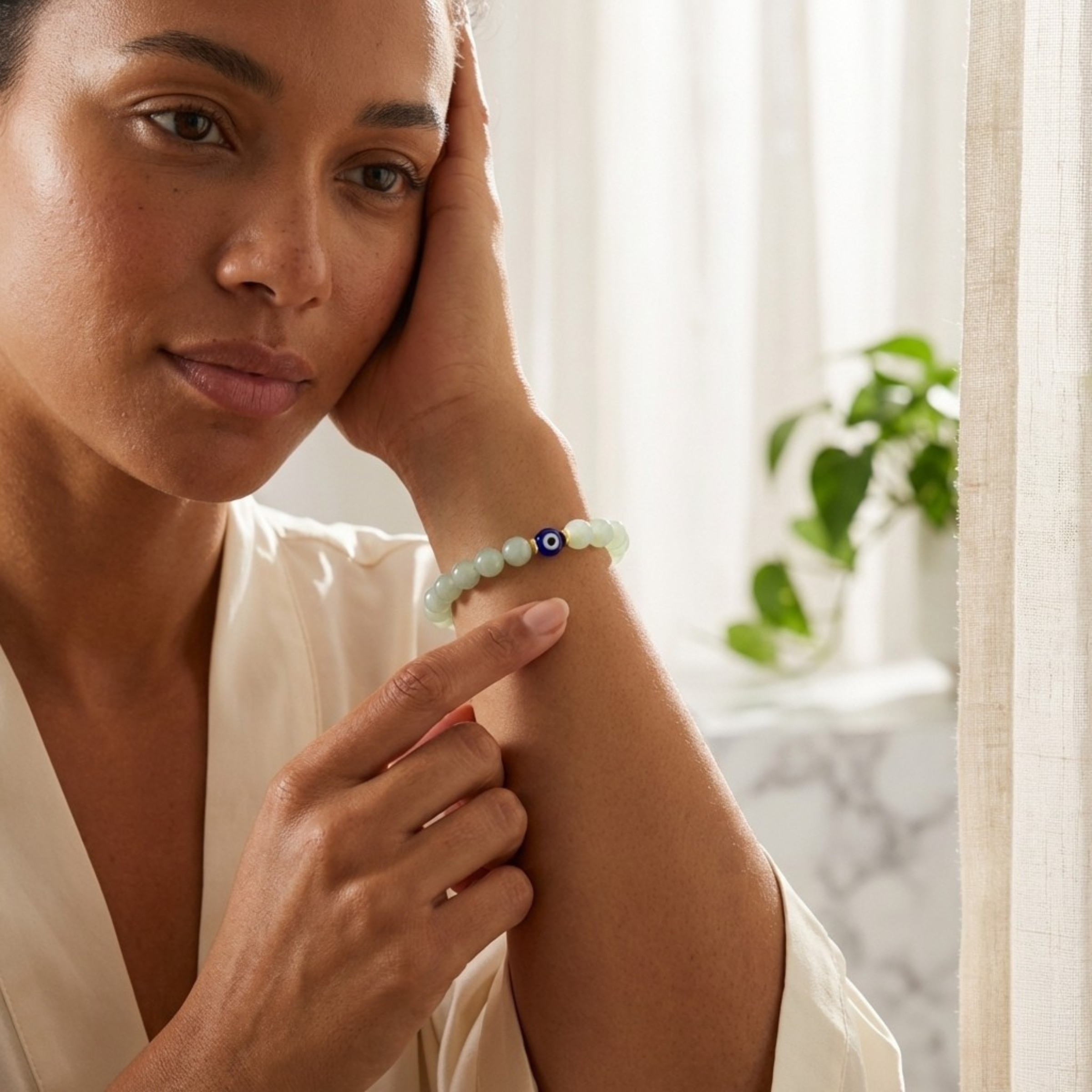 Taurus Evil Eye Jade Crystal Protection Bracelet