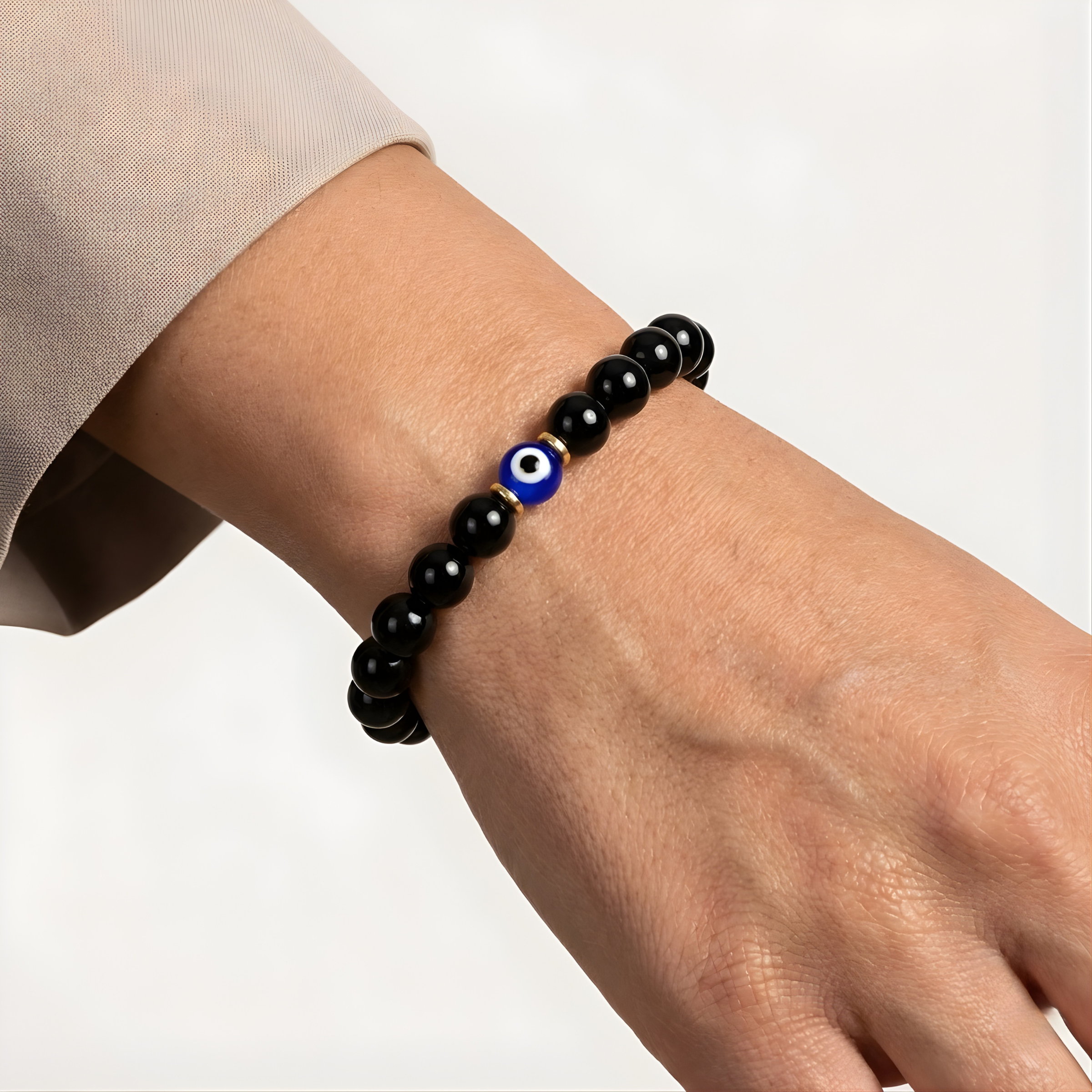 Scorpio Evil Eye Black Obsidian Crystal Protection Bracelet