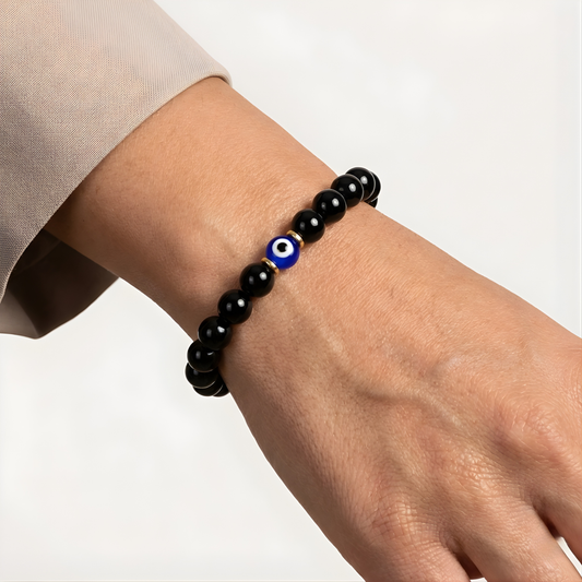 Scorpio Evil Eye Black Obsidian Crystal Protection Bracelet