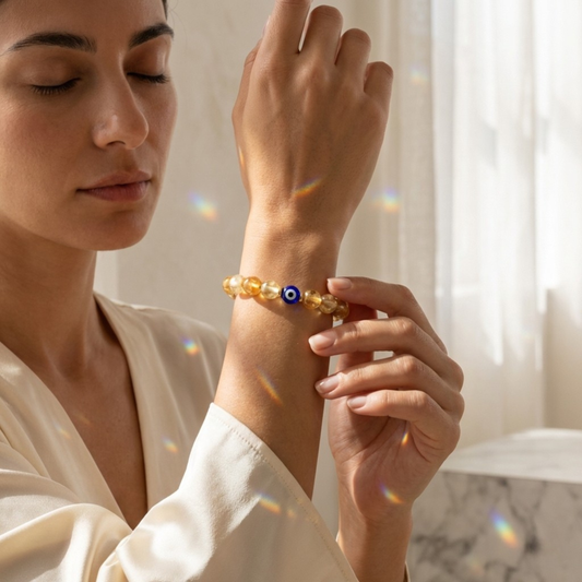 Gemini Evil Eye Citrine Crystal Protection Bracelet