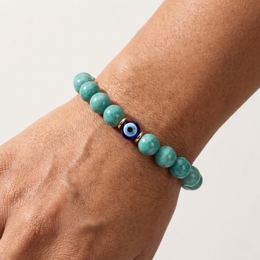 Virgo Evil Eye Amazonite Crystal Protection Bracelet