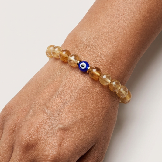 Gemini Evil Eye Citrine Crystal Protection Bracelet